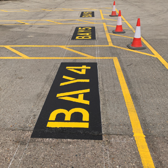 yellow floor paint for bays